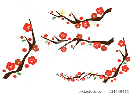 可愛的梅花矢量插圖集 可愛的梅花矢量插圖集 131549415