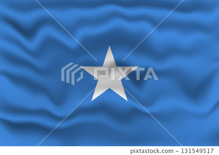 Waving Flag of Somalia Vector Illustration with Textured Fabric Effect. 131549517
