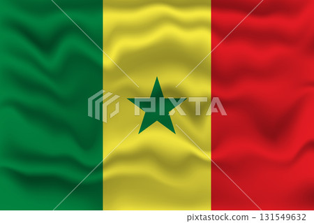 Waving Flag of Senegal Vector Illustration with Textured Fabric Effect. Waving Flag of Senegal Vector Illustration with Textured Fabric Effect. 131549632