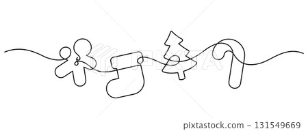 christmas ornament one line drawing continuous decoration graphic christmas ornament one line drawing continuous decoration graphic 131549669