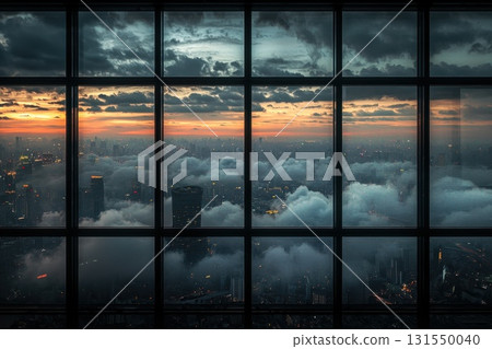 Sunset Reflection in Office Building Windows 131550040