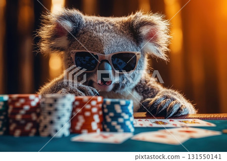 Cool Koala with Sunglasses at Poker Table Cool Koala with Sunglasses at Poker Table 131550141