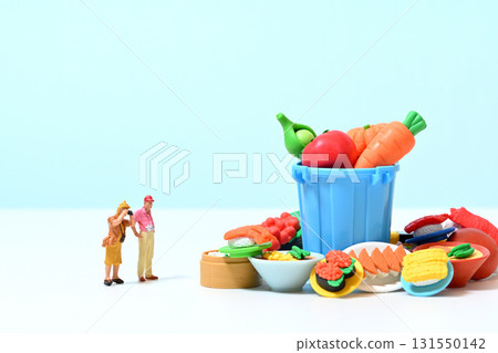 SDGs Food waste People taking photos of discarded food 131550142