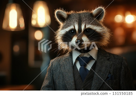 Raccoon Business Suit Close-Up Portrait Raccoon Business Suit Close-Up Portrait 131550185