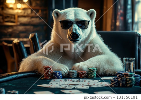 Stylish Polar Bear at a Casino Table 131550191