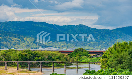 Kizugawa River scenery: Kozuya Bridge (flowing bridge), Yawata City, Kyoto Prefecture 131550297