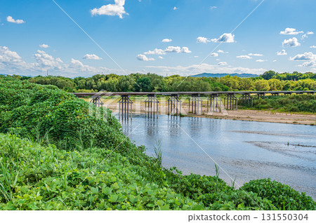 Kizugawa River scenery: Kozuya Bridge (flowing bridge), Yawata City, Kyoto Prefecture 131550304