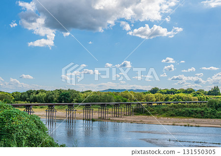 Kizugawa River scenery: Kozuya Bridge (flowing bridge), Yawata City, Kyoto Prefecture 131550305