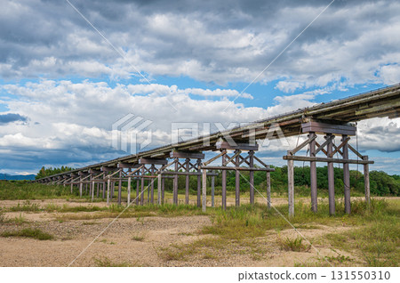 京都府八幡市木津川木橋、上津屋橋（流橋）河岸景觀 131550310
