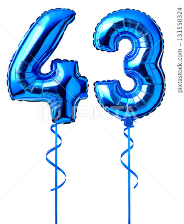 藍色氣球和 43 號形狀的絲帶 131550324