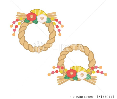 Two types of New Year's shimenawa decorations 131550441