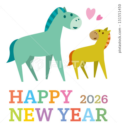 新年賀卡材料 2026 (令和8) 馬年 131551450