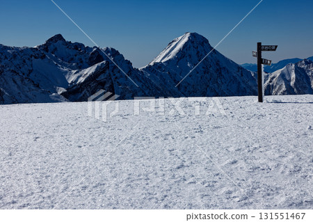 Yokodake and Akadake seen from the summit of Iodake in the Yatsugatake mountain range in winter Yokodake and Akadake seen from the summit of Iodake in the Yatsugatake mountain range in winter 131551467