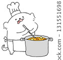 Dog stewed in a pot 131551698