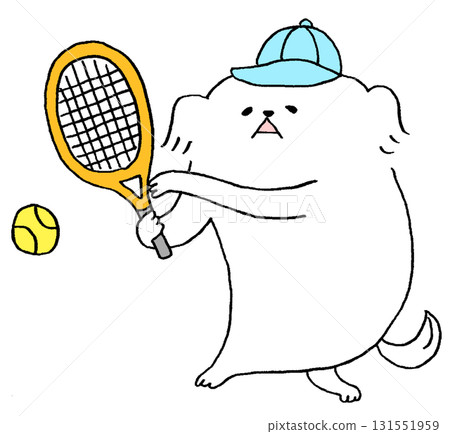 dog playing tennis 131551959