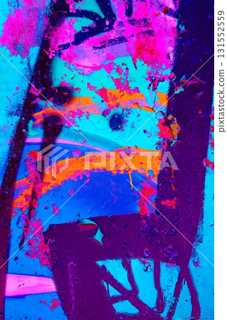 Vibrant Neon Abstract Graffiti with Fluorescent 80s, 90s Aesthetic 131552559