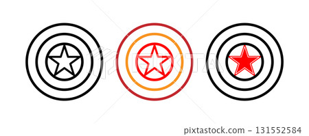 Superhero Shield Logo Vector Icon Set - Star and Concentric Circle Design. Superhero Shield Logo Vector Icon Set - Star and Concentric Circle Design. 131552584