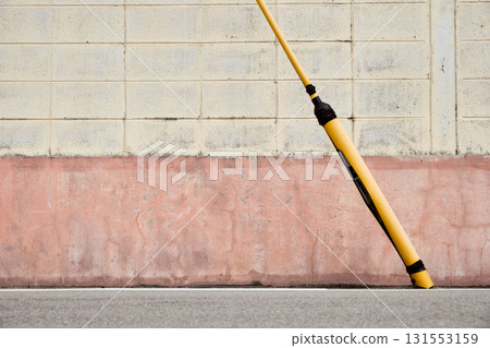 Pink and white painted concrete and block wall Pink and white painted concrete and block wall 131553159