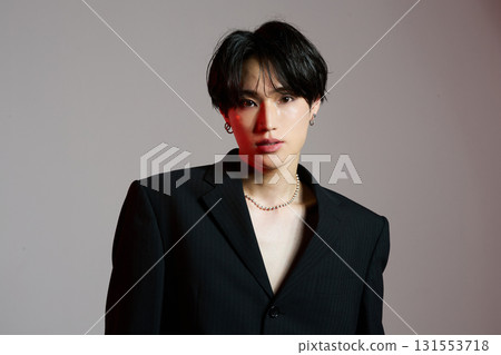 Portrait of a cool young Asian man with makeup 131553718