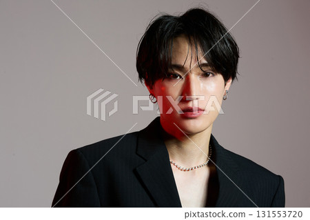 Portrait of a cool young Asian man with makeup 131553720
