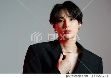 Portrait of a cool young Asian man with makeup 131553721