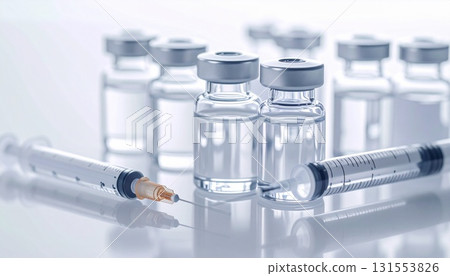 疫苗瓶和注射器的特寫 131553826
