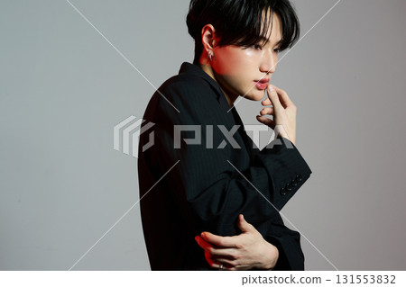 Portrait of a cool young Asian man with makeup 131553832