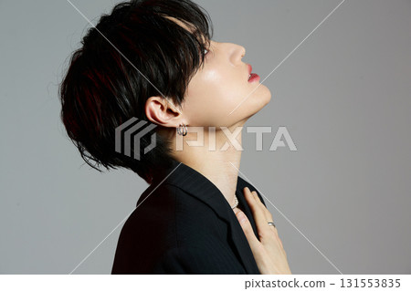Portrait of a cool young Asian man with makeup 131553835