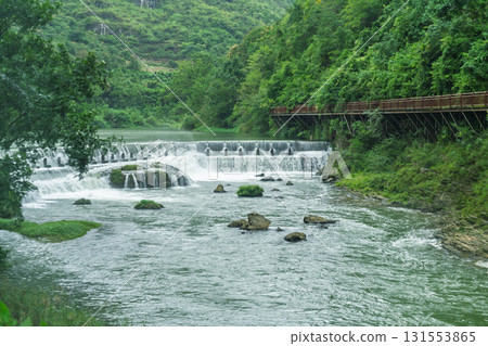 Mountain waterfalls and flowing water in Huangguoshu Scenic Area, Guizhou Mountain waterfalls and flowing water in Huangguoshu Scenic Area, Guizhou 131553865