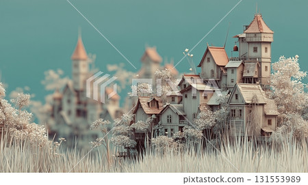 夢幻村莊與森林景觀插畫 夢幻村莊與森林景觀插畫 131553989