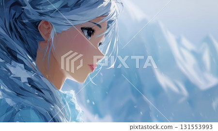 Beautiful anime illustration of a girl standing in an ice world Beautiful anime illustration of a girl standing in an ice world 131553993