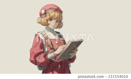 筆記本插畫：身穿紅色衣服的女孩 131554010