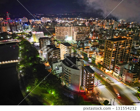 Aerial view of Shinyashikicho from the Kotsuki River on the day of the fireworks display 131554232