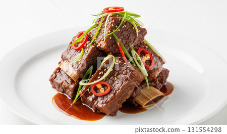 Spicy Galbijjim with Red Chili and Green Onion 131554298