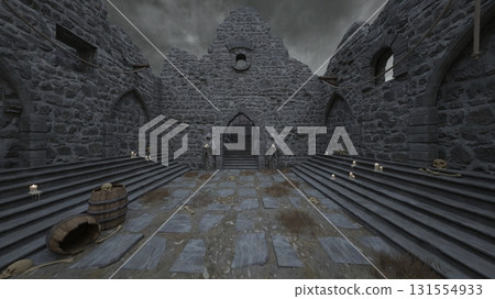 庭院裡有一尊尼姑雕像 131554933