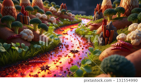 Fantasy Mala River with Spices and Vegetables Fantasy Mala River with Spices and Vegetables 131554990