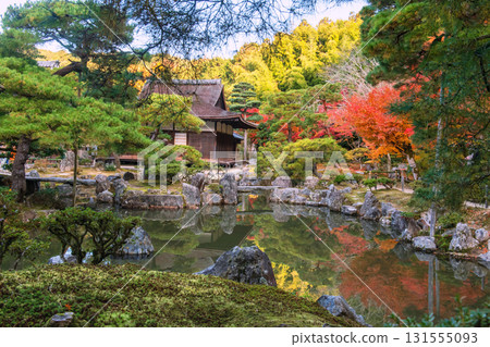 stunning Ginkakuji temple building and autumn garden by pond, Kyoto stunning Ginkakuji temple building and autumn garden by pond, Kyoto 131555093