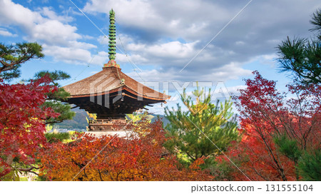 Pagoda with colorful fall leaf at Jojakkoji Temple, Arashiyama Pagoda with colorful fall leaf at Jojakkoji Temple, Arashiyama 131555104