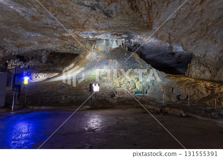 One of Japan's three largest limestone caves, Akiyoshido Cave, Mine City, Yamaguchi Prefecture, Hiroba (Mt. Fuji inside the cave) 131555391