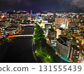 Aerial view of the cityscape after the fireworks display from above the Kotsuki River 131555439