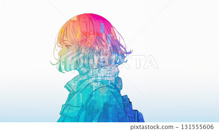 城市街道和女性的側面 城市街道和女性的側面 131555606