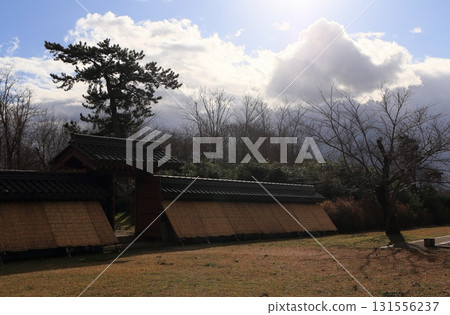 Blue sky and Tsuji wall of Akita Castle ruins 2 Blue sky and Tsuji wall of Akita Castle ruins 2 131556237