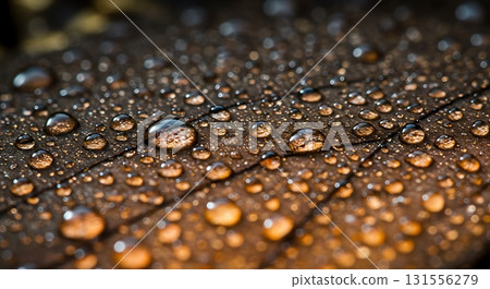 Stunning macro view of glistening water droplets on textured fabric, revealing intricate surface detail and vibrant reflections Stunning macro view of glistening water droplets on textured fabric, revealing intricate surface detail and vibrant reflections 131556279