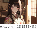 一位身著和服的美女在日式房間裡微笑 131556468