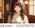 日式房間裡穿著和服的美女 131556570