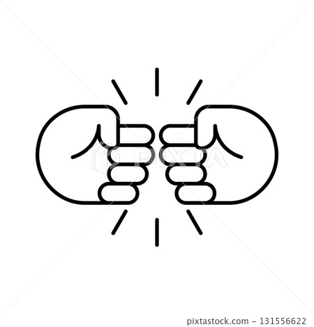 Fist bump line icon. Bro fist bump or power five pound outline style for apps and websites. Hand brother respect, impact, and handshake. Vector illustration on white background. Fist bump line icon. Bro fist bump or power five pound outline style for apps and websites. Hand brother respect, impact, and handshake. Vector illustration on white background. 131556622
