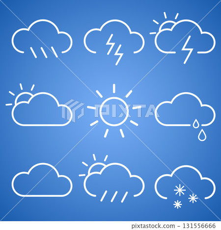 linear classic weather icons set. season info hot, sunny day, cloudy, rainy or snowy, ice-crusted ground. graphic pack with simple outline elements for interface app mobile, web on background linear classic weather icons set. season info hot, sunny day, cloudy, rainy or snowy, ice-crusted ground. graphic pack with simple outline elements for interface app mobile, web on background 131556666