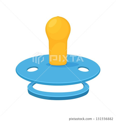 Pacifier baby dummy care nipple for newborn child , blue nipples dummies for boy, isolated on white background, flat design 131556882