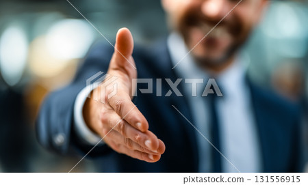 微笑的商人提供握手 微笑的商人提供握手 131556915