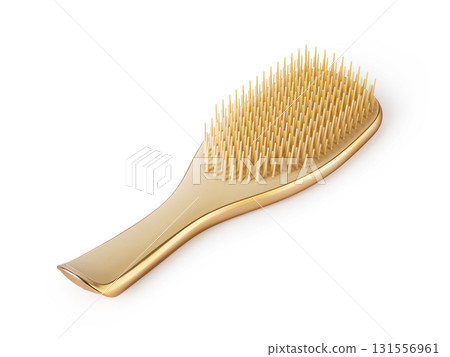 Elegant gold hairbrush with fine bristles Elegant gold hairbrush with fine bristles 131556961